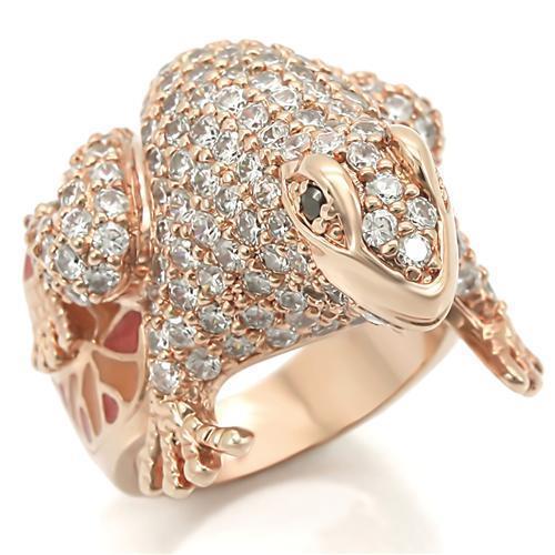 Rose gold brass ring with AAA grade jet CZ gemstone from Turquoise Tiger jewelry collection.