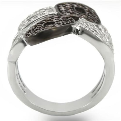 Rhodium and ruthenium brass ring by Turquoise Tiger featuring AAA grade CZ stones in champagne color.