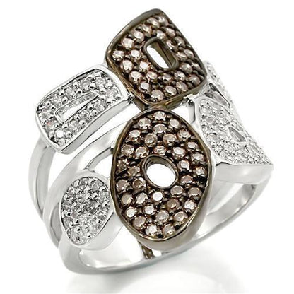 Turquoise Tiger rhodium and ruthenium brass ring with AAA grade champagne CZ, showcasing a stylish, elegant jewelry design.