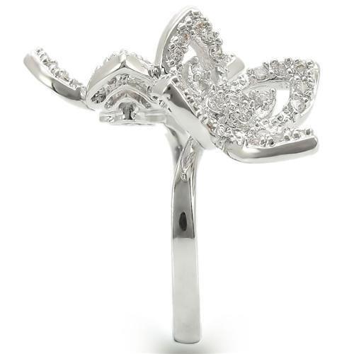 Rhodium brass ring by Turquoise Tiger featuring AAA grade clear CZ gemstone, showcasing a sleek, polished design.