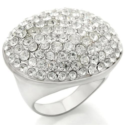 Rhodium and brushed brass ring by Turquoise Tiger featuring a clear top-grade crystal in a stylish jewelry design.