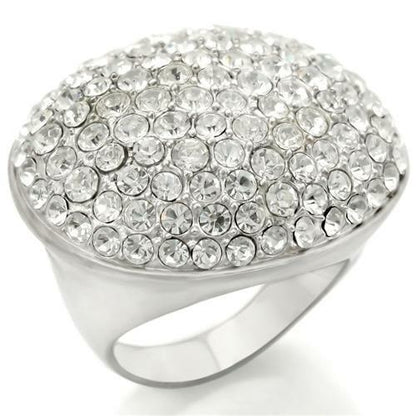 Rhodium and brushed brass ring with clear top-grade crystal, featuring a sleek, modern design from Turquoise Tiger jewelry collection.