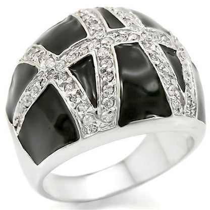 Rhodium brass ring by Turquoise Tiger featuring AAA grade clear CZ stone, stylish jewelry accessory with intricate design.