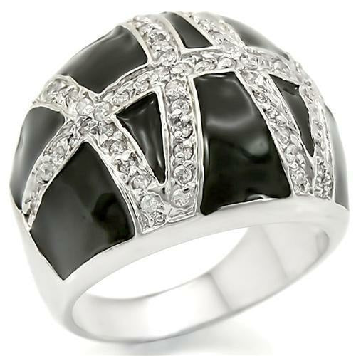 Turquoise Tiger rhodium brass ring with AAA grade clear CZ gemstone, showcasing a sleek design and sparkling stone detail.