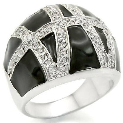 Turquoise Tiger rhodium brass ring with AAA grade clear CZ gemstone, showcasing a sleek design and sparkling stone detail.