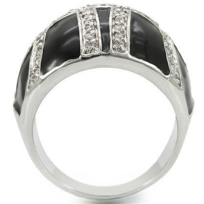Rhodium brass ring by Turquoise Tiger featuring AAA grade clear cubic zirconia stones and intricate band design.