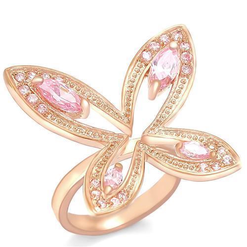 Rose gold brass ring by Turquoise Tiger with AAA grade cubic zirconia, showcasing a stylish and elegant jewelry piece.