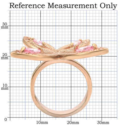Rose gold brass ring with AAA grade cubic zirconia from Turquoise Tiger, featuring a delicate rose design.