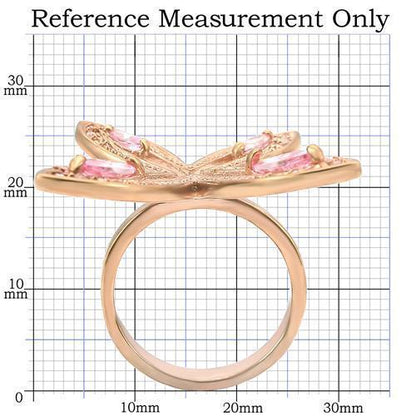 Rose gold brass ring with AAA grade cubic zirconia from Turquoise Tiger, featuring a delicate rose design.