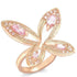 Turquoise Tiger rose gold brass ring with AAA grade cubic zirconia, showcasing a detailed design and sparkling gemstone.