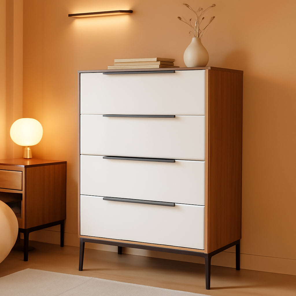 Dark Brown 4 Drawer Slimline Fabric Storage Dresser