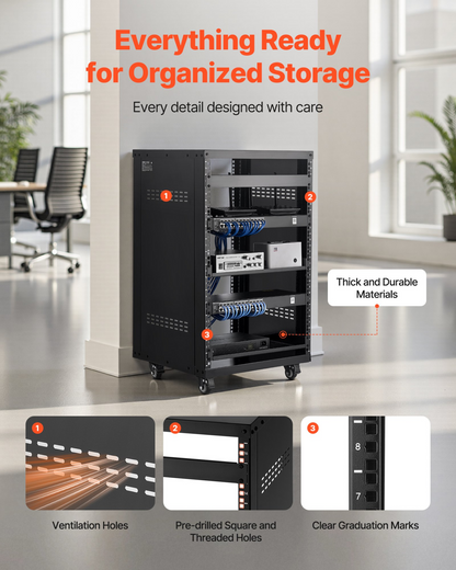 Start2Finish VEVOR 16U AV rack with lockable caster wheels, open frame design for 19-inch audio, video, and IT equipment.