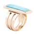 Aztec blue turquoise and gold statement ring from Start2Finish, featuring intricate jewelry design with vibrant colors and bold style.
