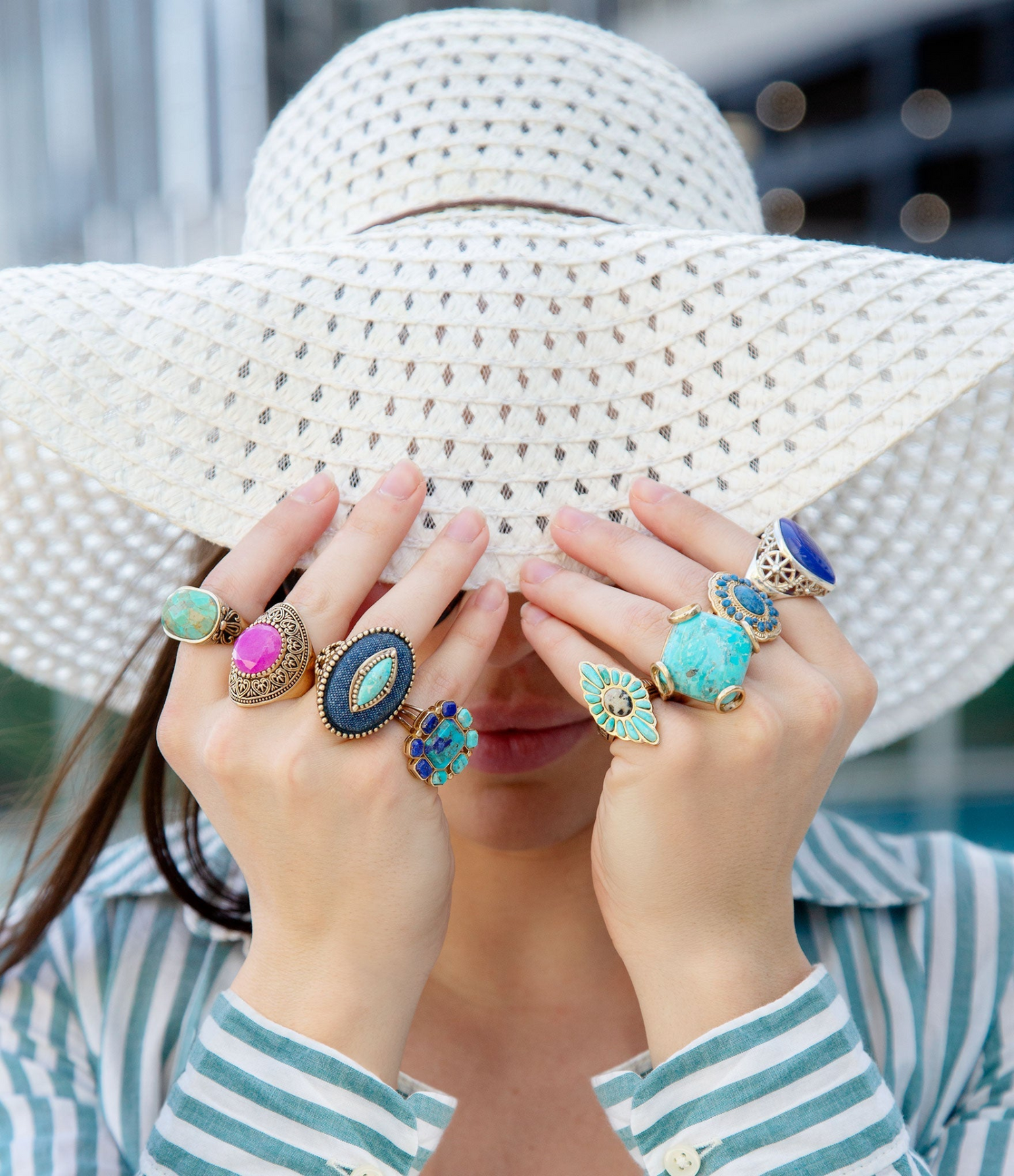 Start2Finish Duality Blue Lapis and Turquoise golden statement ring featuring vibrant blue stones and intricate gold detailing.