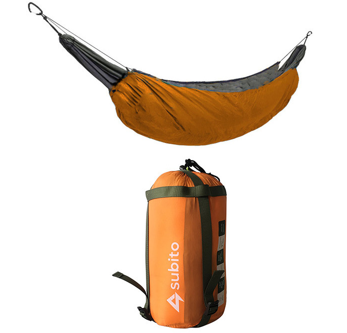 Maroon Asteria outdoor camping hammock with warm cotton cover, perfect for comfortable outdoor relaxation and camping trips.