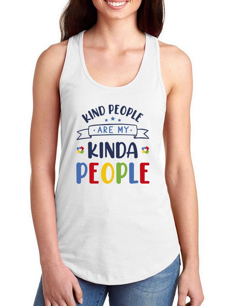 Light gray racerback tank top with "Kind People Are My People" print, casual apparel by Start2Finish, featuring comfortable fit and stylish design.