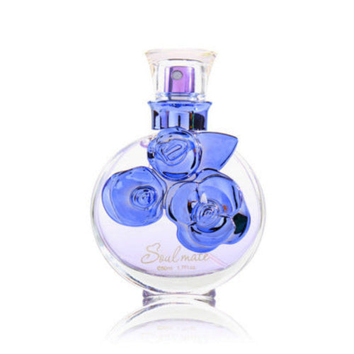 Carmine Juneberry Flower and Fruit Fragrance Soul Mate Perfume bottle, 50ml, with floral and fruity design.