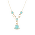 Start2Finish Athena blue turquoise and gold Y-neck necklace featuring a vibrant turquoise pendant and elegant gold chain.