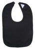 Black interlock bib for kids and babies by Emerald Clover, showing soft fabric and adjustable neck closure.
