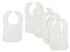 Set of five white interlock bibs by Emerald Clover, soft and absorbent baby accessories for feeding and drooling.