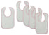 Set of five white baby bibs with pink trim from Emerald Clover, perfect for feeding and keeping clothes clean.
