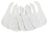 Pack of five solid white baby bibs by Emerald Clover, made for parenthood and accessories, shown in a close-up image.