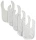 Set of five Emerald Clover Bambini solid white bibs for babies and kids, soft fabric with adjustable neck closures.