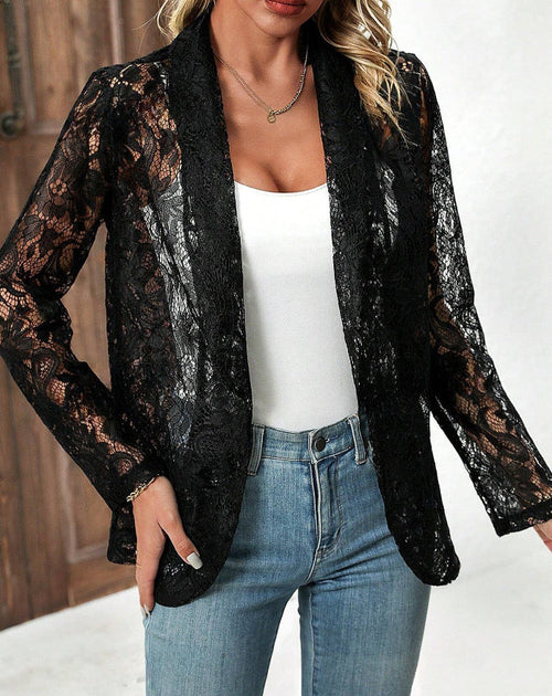 Pear Daisy lace blouse jacket with delicate lace details, lightweight and stylish for casual or semi-formal wear.