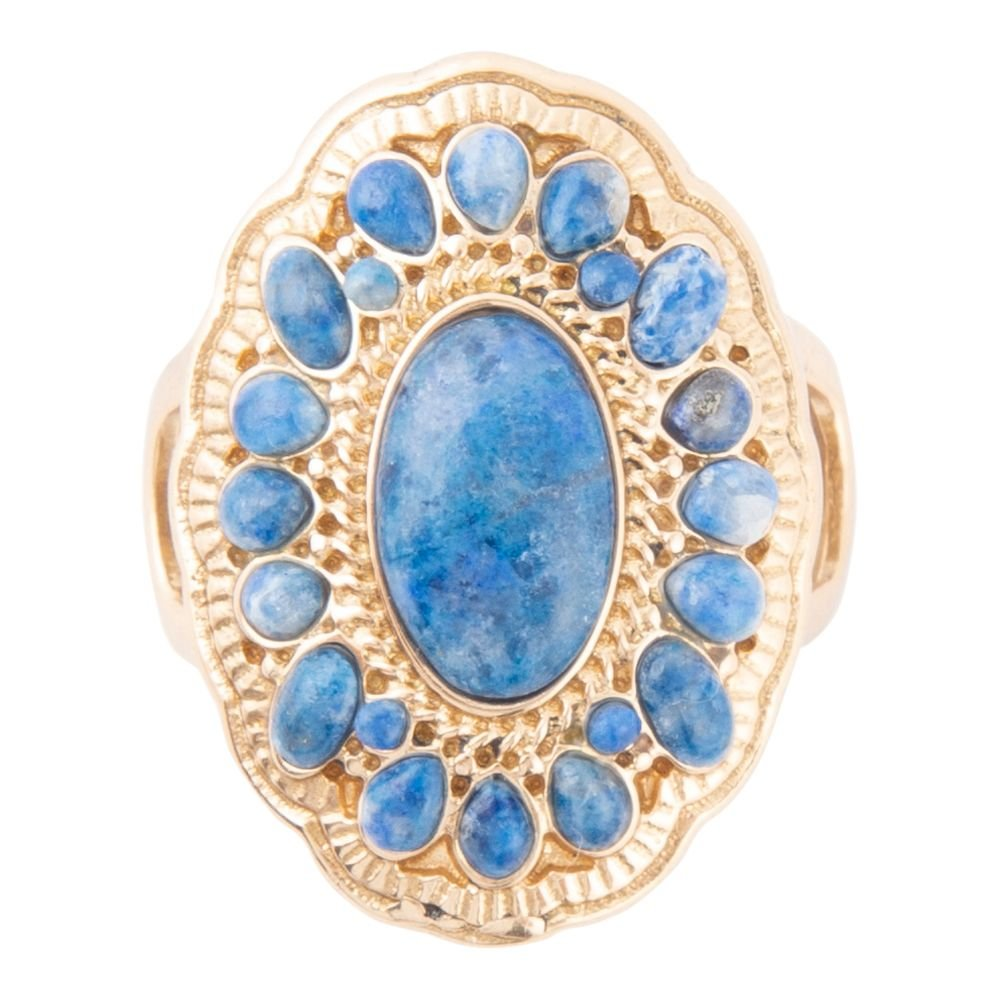 Start2Finish Concho denim blue lapis golden ring featuring a detailed jewelry design with lapis gemstone accents.