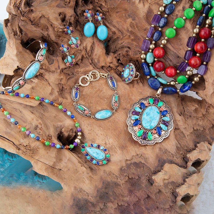 Colorful golden concho cuff bracelet from Start2Finish featuring intricate jewelry design and vibrant accents.
