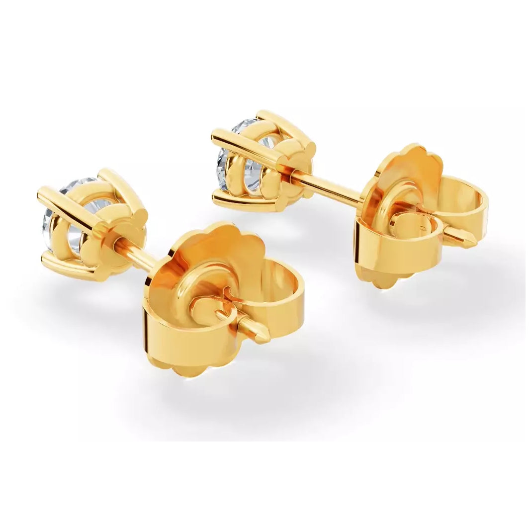 Start2Finish classic lab diamond stud earrings with 1/4 ct. tw. VS+ clarity in 14k gold over sterling silver, shown with secure posts