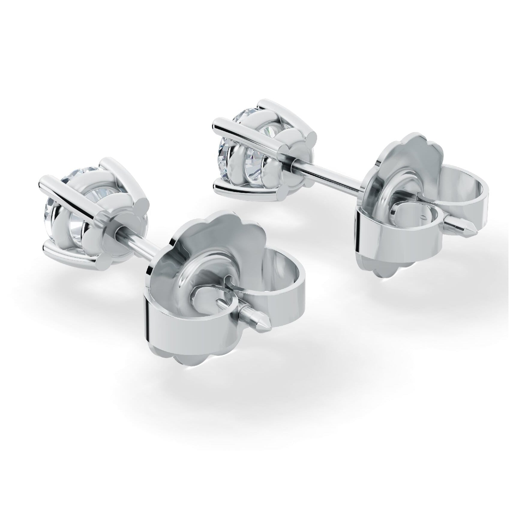 Start2Finish classic lab diamond stud earrings with 1/4 ct. tw. VS+ clarity in 14k white or yellow gold over sterling silver.