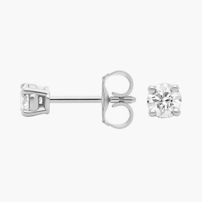 Start2Finish classic lab diamond stud earrings with 1/4 ct. tw., VS+ clarity, set in 14k white or yellow gold over sterling silver.