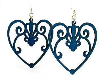 Red Sunflower Scroll Heart earrings featuring intricate heart-shaped dangle earrings with detailed design.