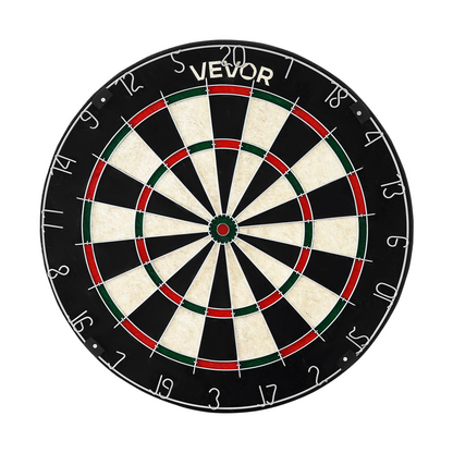 Start2Finish VEVOR dartboard set with 6 darts, self-healing sisal fibers, staple-free bullseye, and rotating number ring for game rooms.
