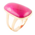 Madeleine pink agate golden ring featuring a polished pink agate gemstone set in a gold-tone jewelry band.