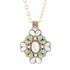 Barcelona blue turquoise and mother of pearl statement necklace featuring gold accents, crafted by Start2Finish jewelry brand.