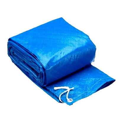 Blue round swimming pool cover by Maroon Asteria, 183cm diameter, made of durable cloth for pool protection and maintenance.