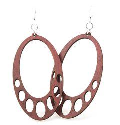 Red Sunflower hanging oval earrings with elegant, elongated oval design and silver hooks, stylish jewelry for women.