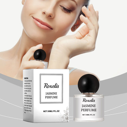 Carmine Juneberry Roxelis Jasmine Romantic Party Perfume bodycare bottle, 30ml edition 2025 with floral jasmine scent.