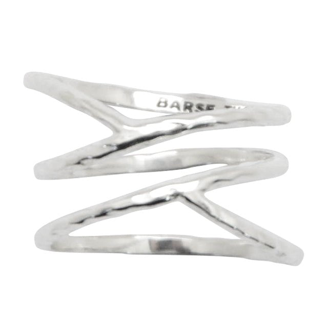 Sterling silver criss cross ring from Start2Finish jewelry featuring a sleek, intertwined design.