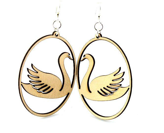 Red Sunflower Swan in Oval earrings featuring elegant, silver-tone jewelry with oval-shaped swan charms.