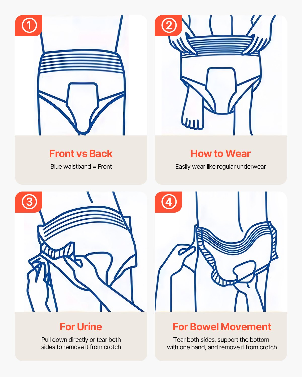 Start2Finish VEVOR adult incontinence underwear, high absorbency disposable pull-ups with leakproof leg cuffs and wetness indicator.