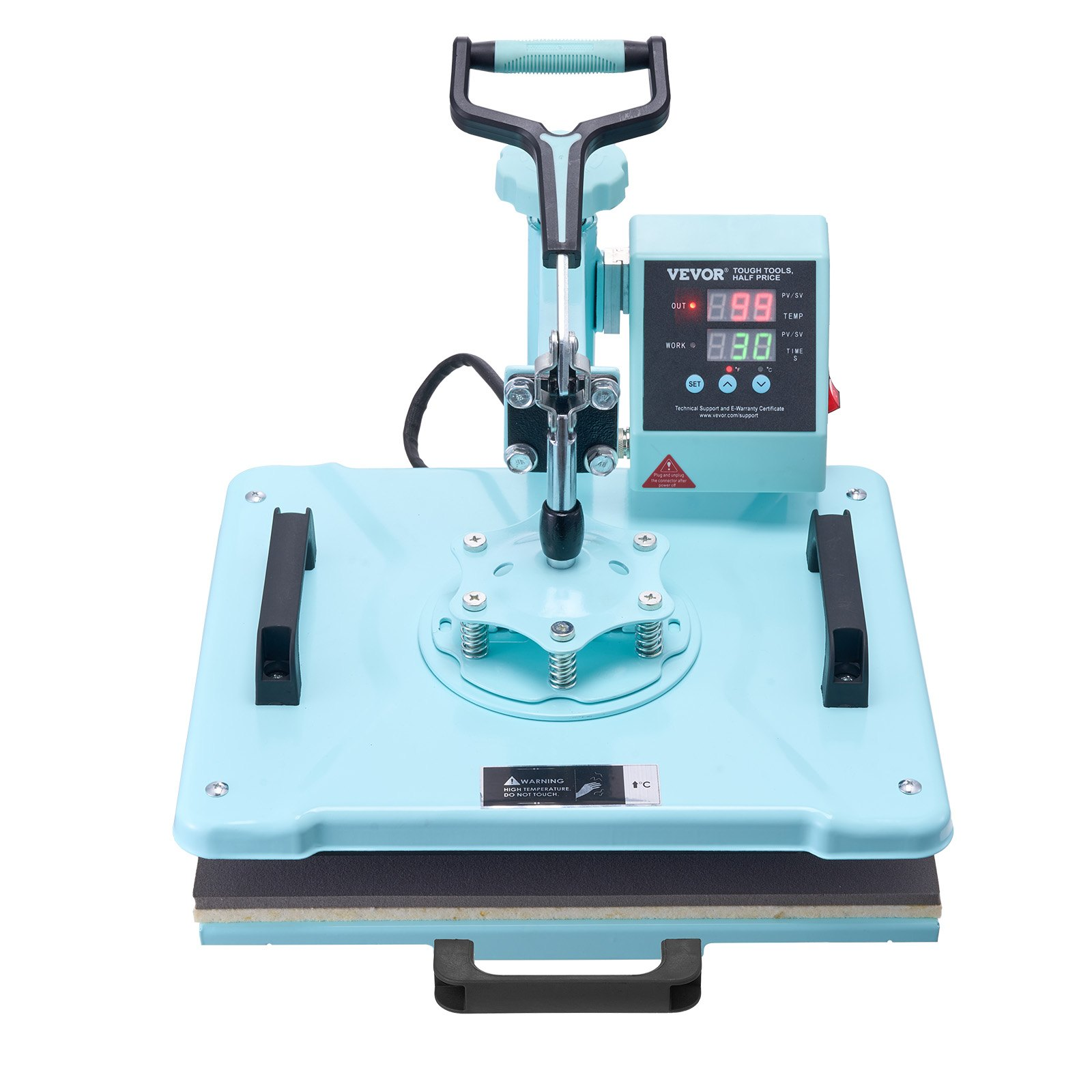 Start2Finish VEVOR 12x15 inch 2-in-1 heat press machine with digital control, hat press, and swing-away design for T-shirts and hats.