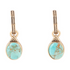 Start2Finish Nova half-hoop earrings featuring blue turquoise and gold accents, showcasing their elegant jewelry design.