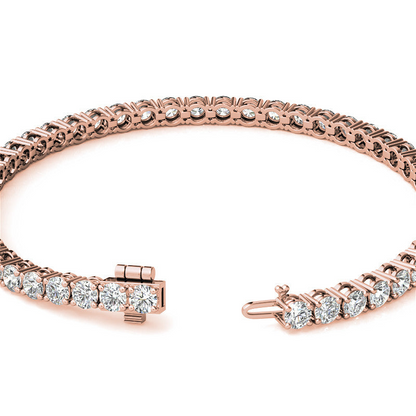 Start2Finish 6ctw created sapphire tennis bracelet with 3mm stones in 14K gold overlay in white, yellow, or rose gold.