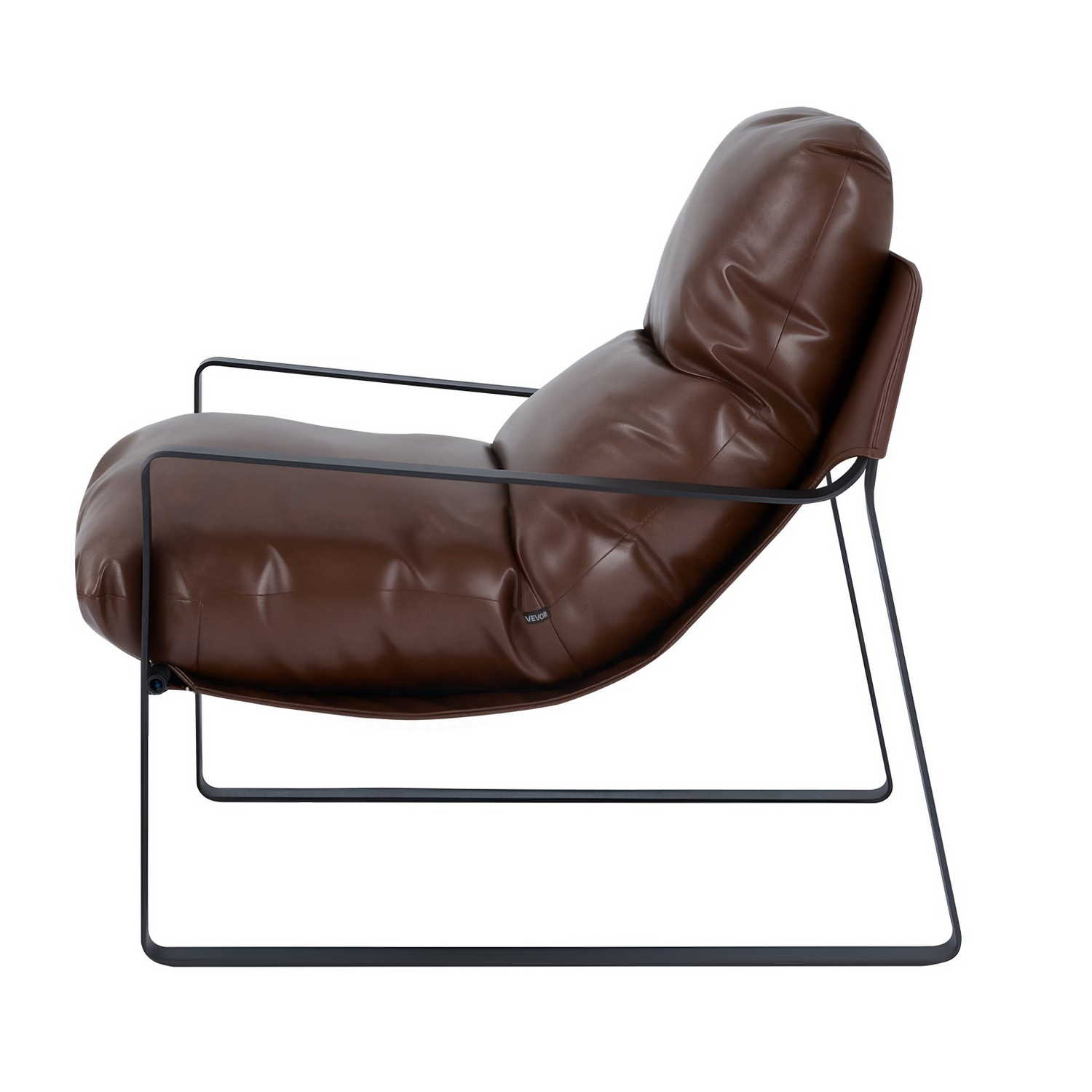Start2Finish VEVOR modern PU leather accent chair with soft foam cushion, sturdy metal frame, and detachable cushion in brown for living rooms.