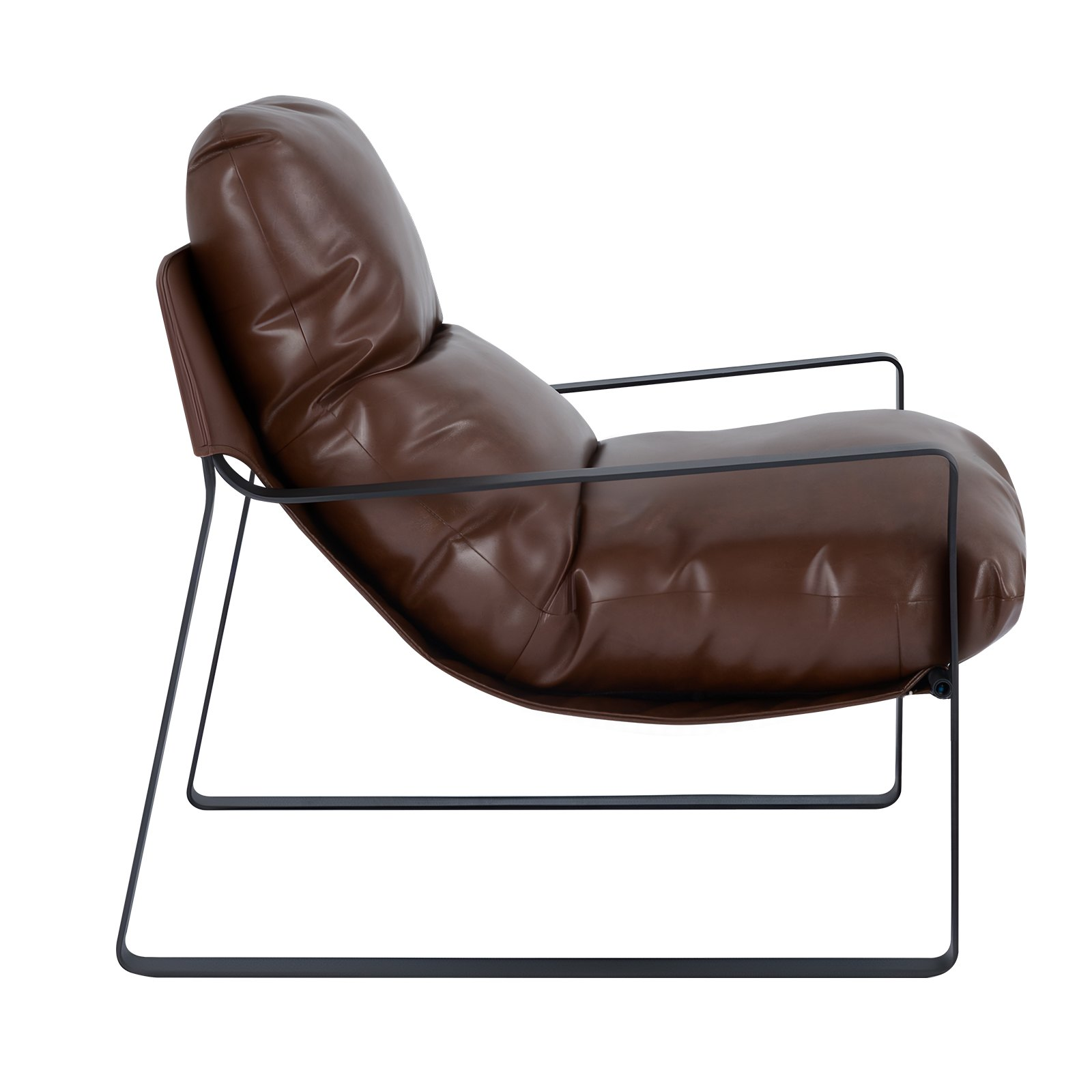 Brown VEVOR accent chair with upholstered armchair design, soft foam cushioning, sturdy metal frame, and detachable cushion.