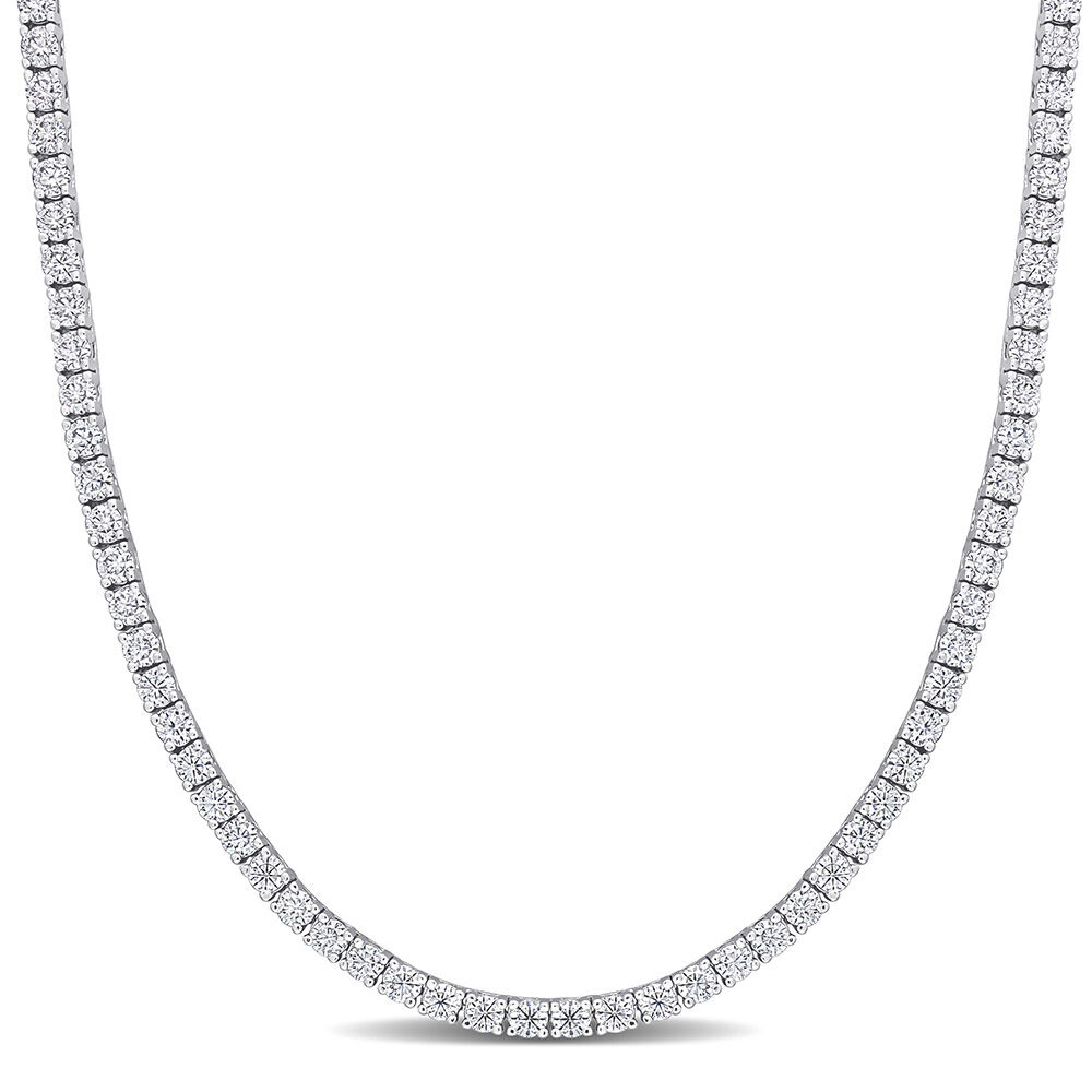 Dew Created Brilliant Sapphire Tennis Necklace with 12.5 carats of sapphires in 14K gold overlay by Start2Finish