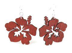 Red Sunflower hibiscus earrings featuring vibrant floral design, perfect for a stylish and colorful accessory.
